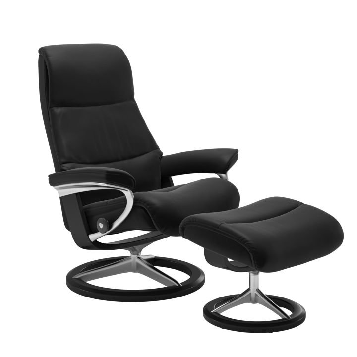 Stressless Sessel mit Hocker View (M) in Leder Paloma black