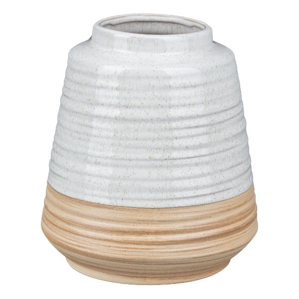 Porzellan Vase MODERN EARTH in , Vase, Porzellan, Glasiert, Rippenstruktur, Zweifarbig