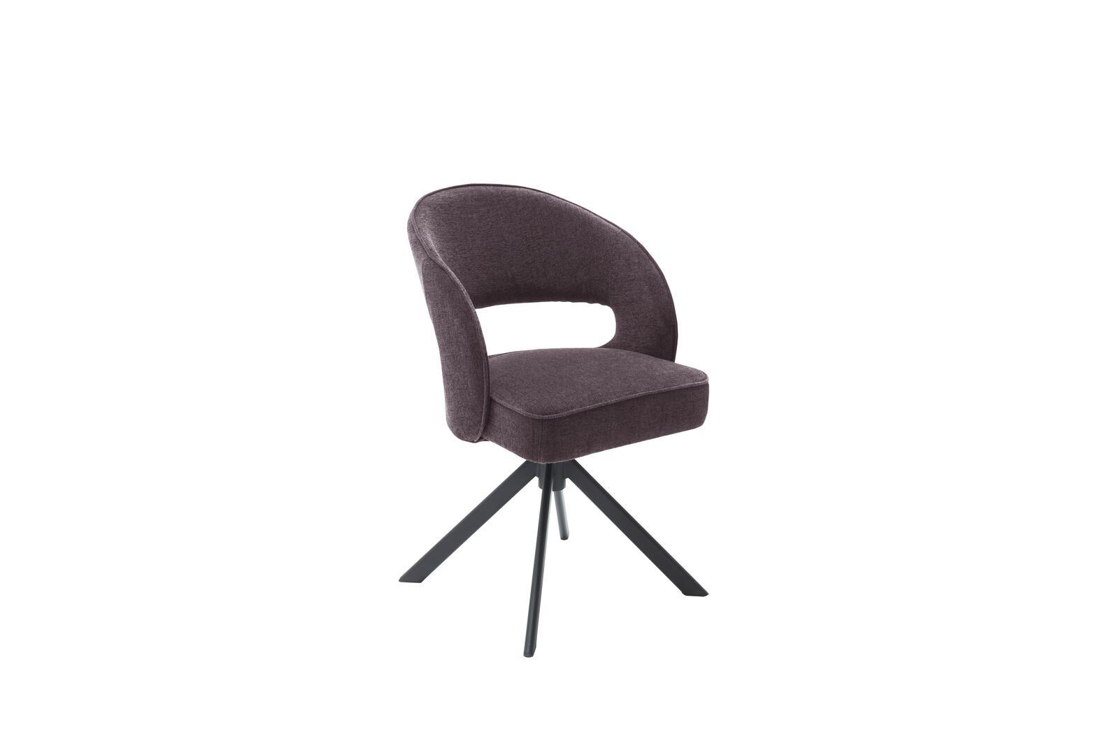 MCA Furniture Stuhl Nicoya, Stoff Chenille-Optik merlot, 4-Fuß-Gestell schwarz matt, 360 Grad drehbar