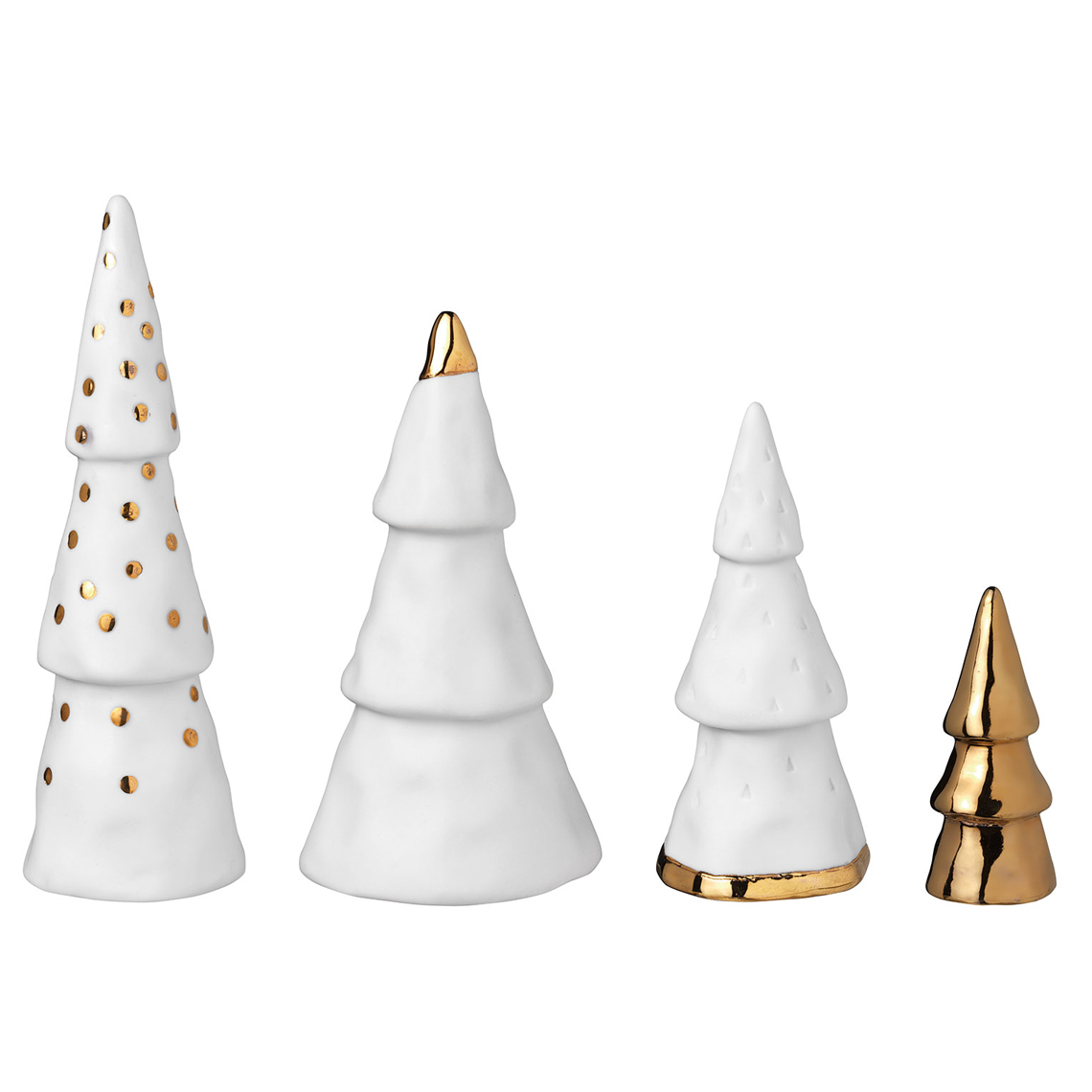 Räder Weihnachtswald 4er-Set in Farbe weiß Räder Weihnachtswald 4er-Set in Farbe weiß, Weihnachtsbaum, Porzellan, Weihnachtsdeko, Keramik, Goldakzente