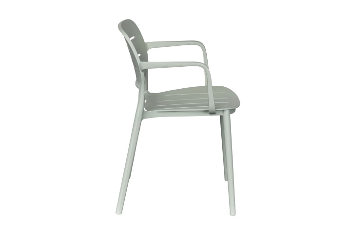 Stapelstuhl VETI in Grün, Stuhl, Gartenstuhl, Plastikstuhl, Armlehnstuhl, vierbeinig