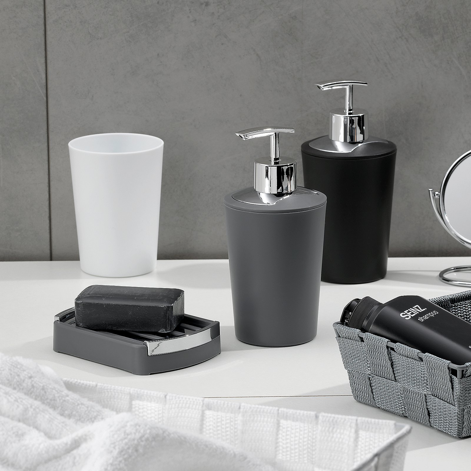 Kela Seifenschale Marta grau MARTA in , Pokal, Sinken, Waschbeckenhahn, Flasche