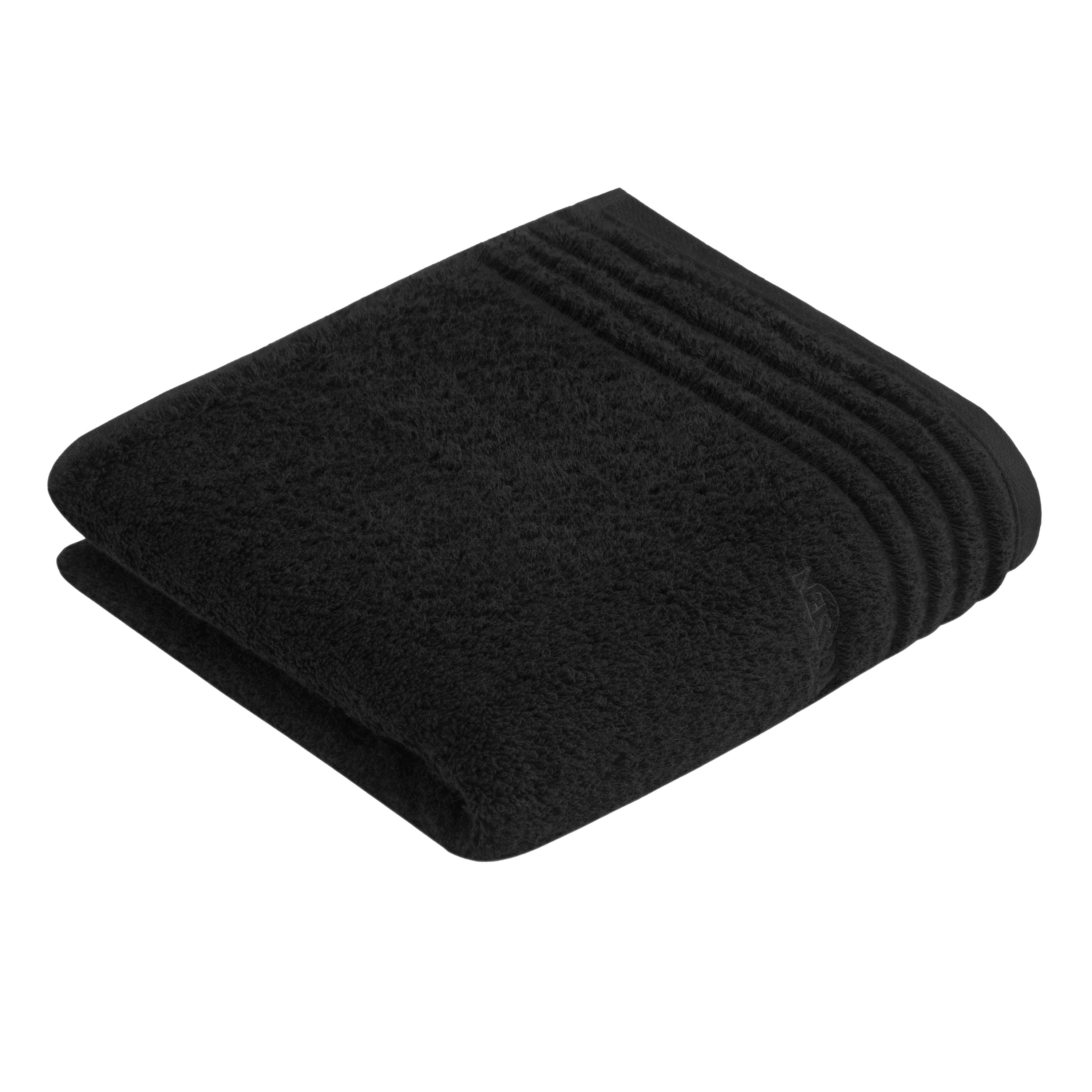 Vossen Handtuch Vienna Style Supersoft ca. 50x100cm in Farbe schwarz, Handtuch, Baumwolle, Schwarz, Frottee, Strukturmuster