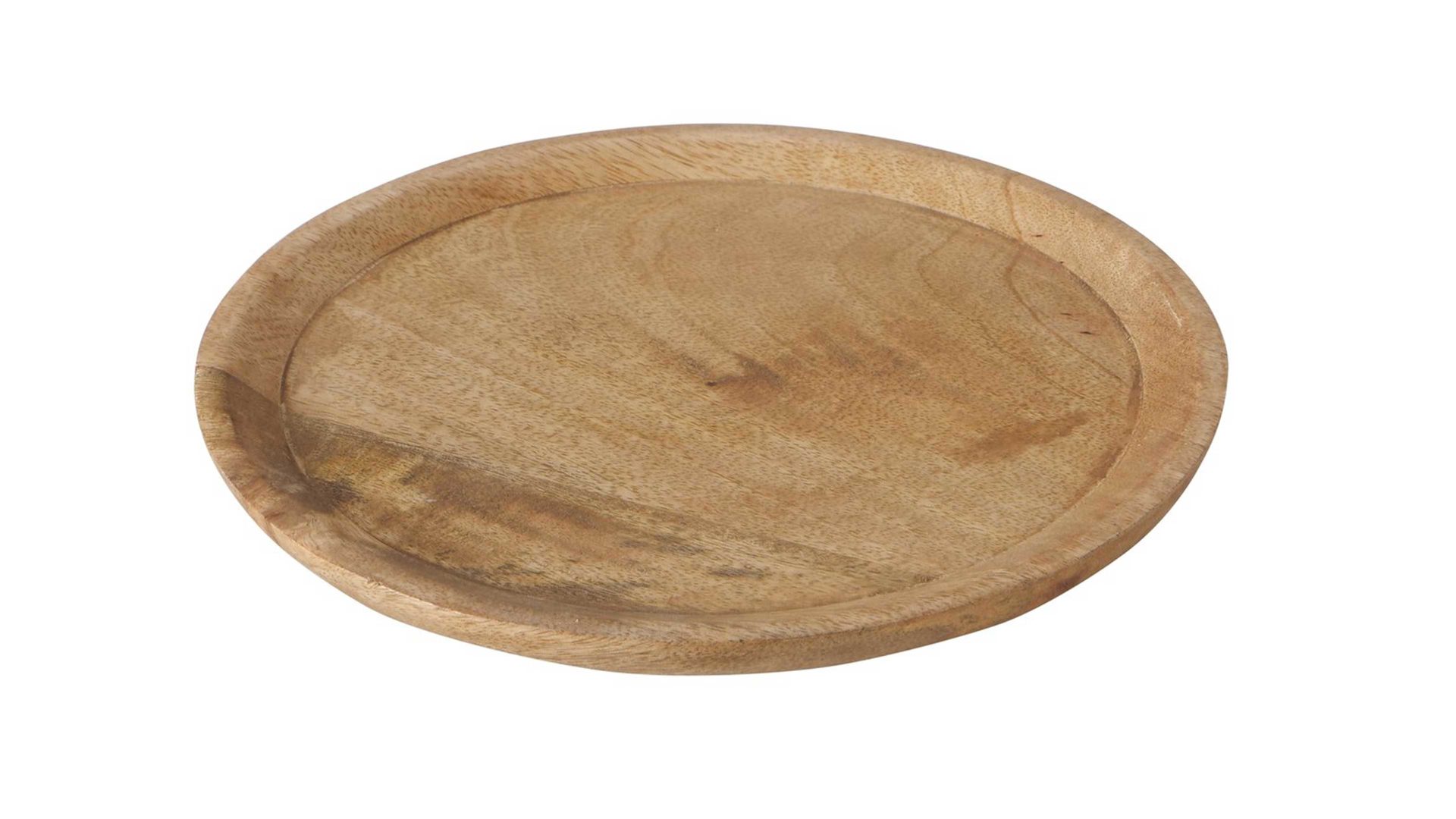 Boltze Teller Maino Holz Holzfarben, Holzteller, Mangoholz, Rund, Erhöhter Rand, Naturholz