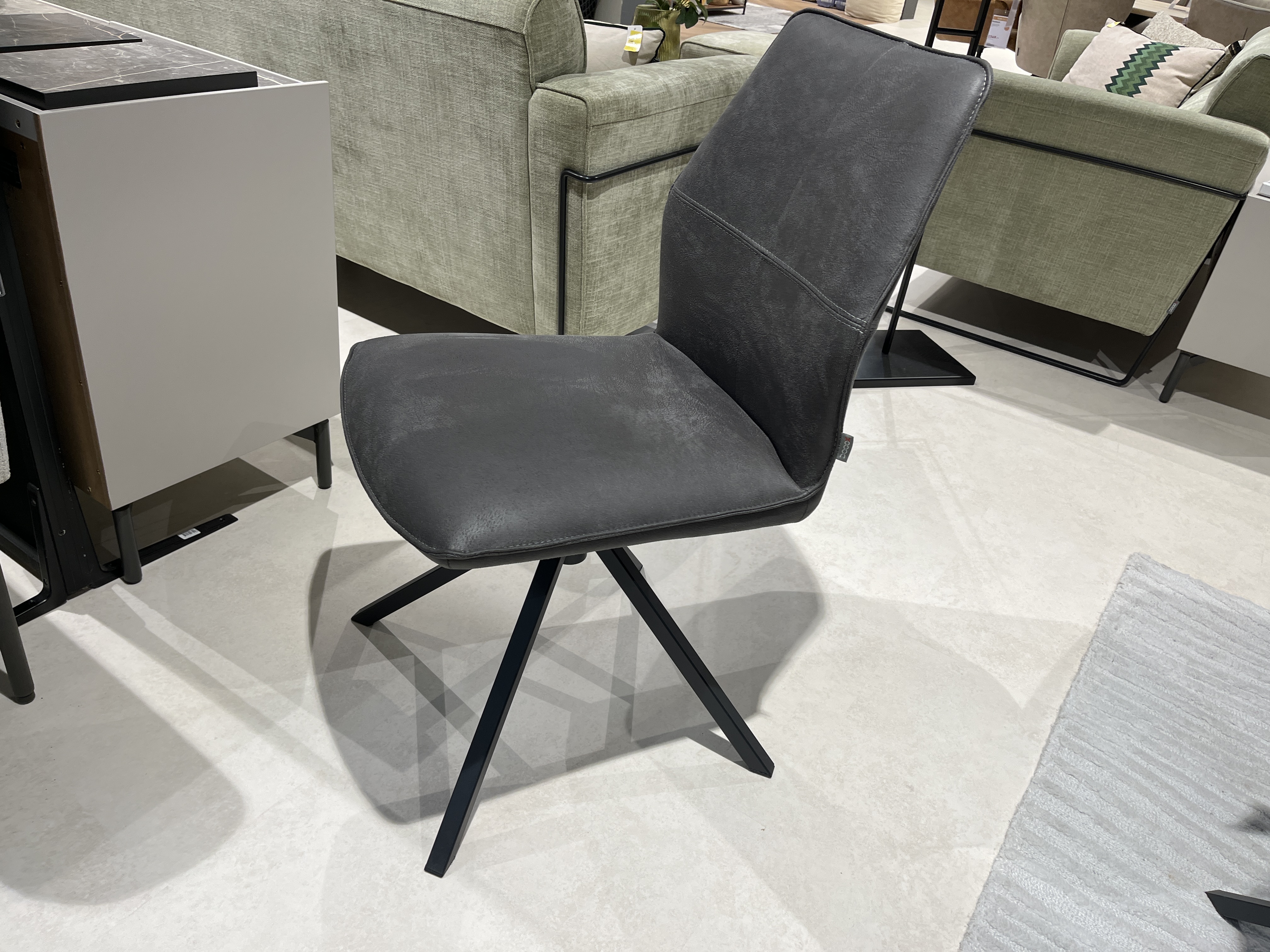 XOOON Stuhl FRANKY in Stoff Taurus off black PG15, Stuhl, Schreibtischstuhl, Grau, Stoffbezug, Vierstrahliger Fuß