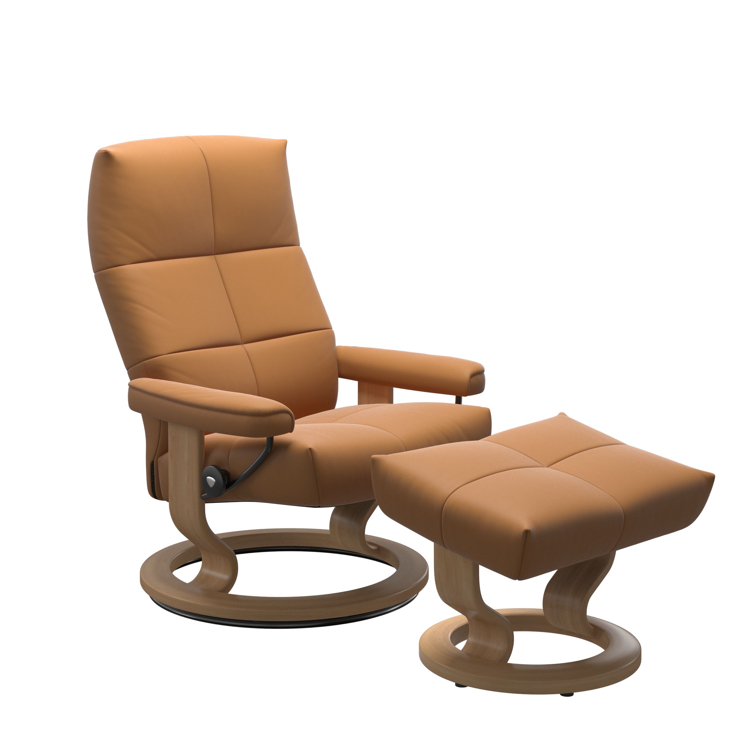 Stressless Sessel mit Hocker DAVID CLASSIC (M) in Leder Batick New Caramel