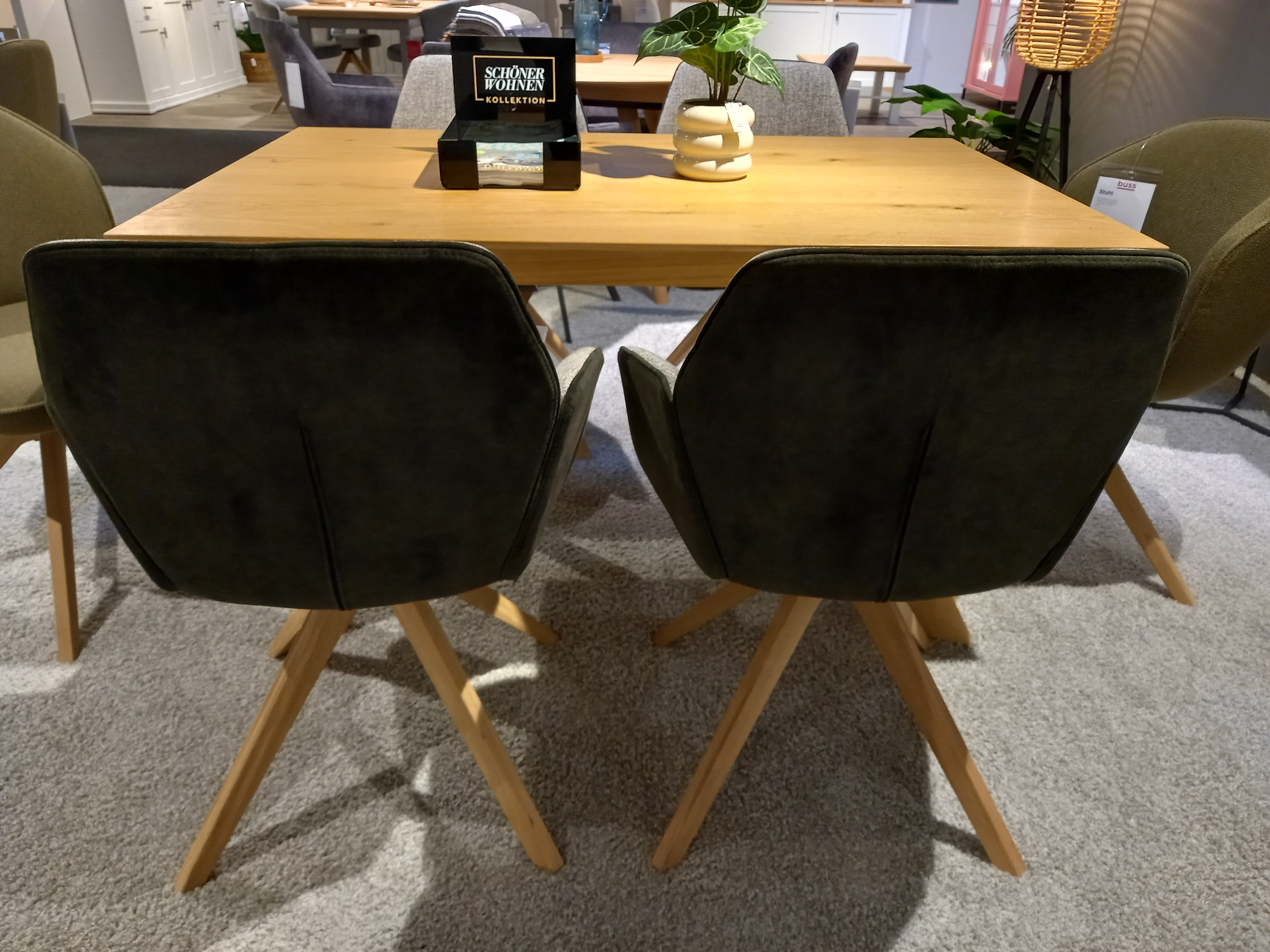 SCHÖNER WOHNEN-Kollektion Stuhl 4er-Set HONEY PLUS in Stoff Würzburg sand/Dubai dunkelgrün Stuhl 4er Set in Sitz/Rücken Würzburg sand