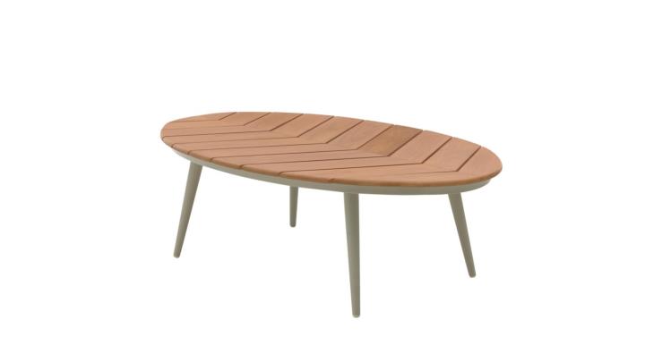 Interliving Couchtisch IL7015 mit Platte in Teakholz natur/Aluminium taupe, Kaffeetisch, Mobiliar, Tabelle, Esstisch, Bank