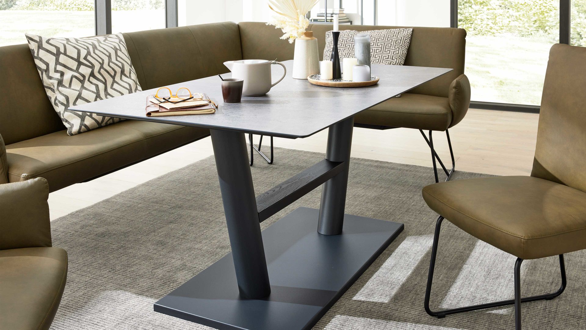 Interliving Esstisch IL 5105 ca. 160x90cm in HPL-Beton-Design, Moebel, Tabelle, Tischplatte, Kaffeetisch, Esstisch