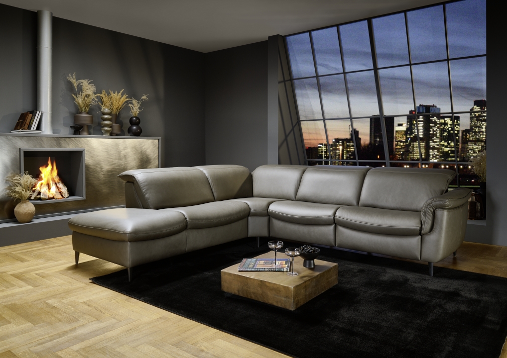 Hukla Rundecke HU-SF24079 ca. 288x254cm in Leder Vivre greystone