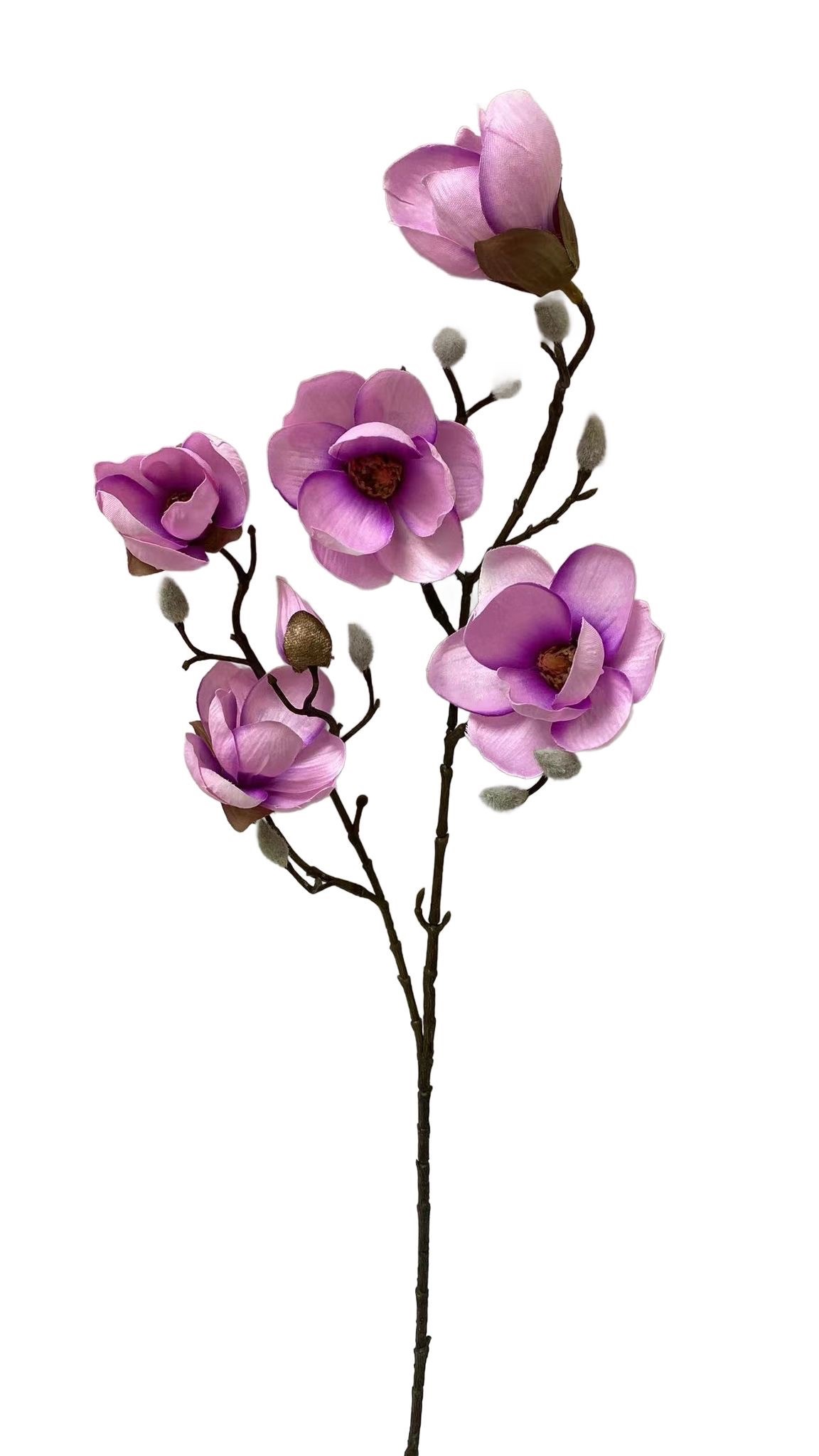 Magnolie ca. 80cm 4322-220 in Lila, Blütenzweig, Magnolie, Blumenstängel, pinke Blüten, Kunstblume