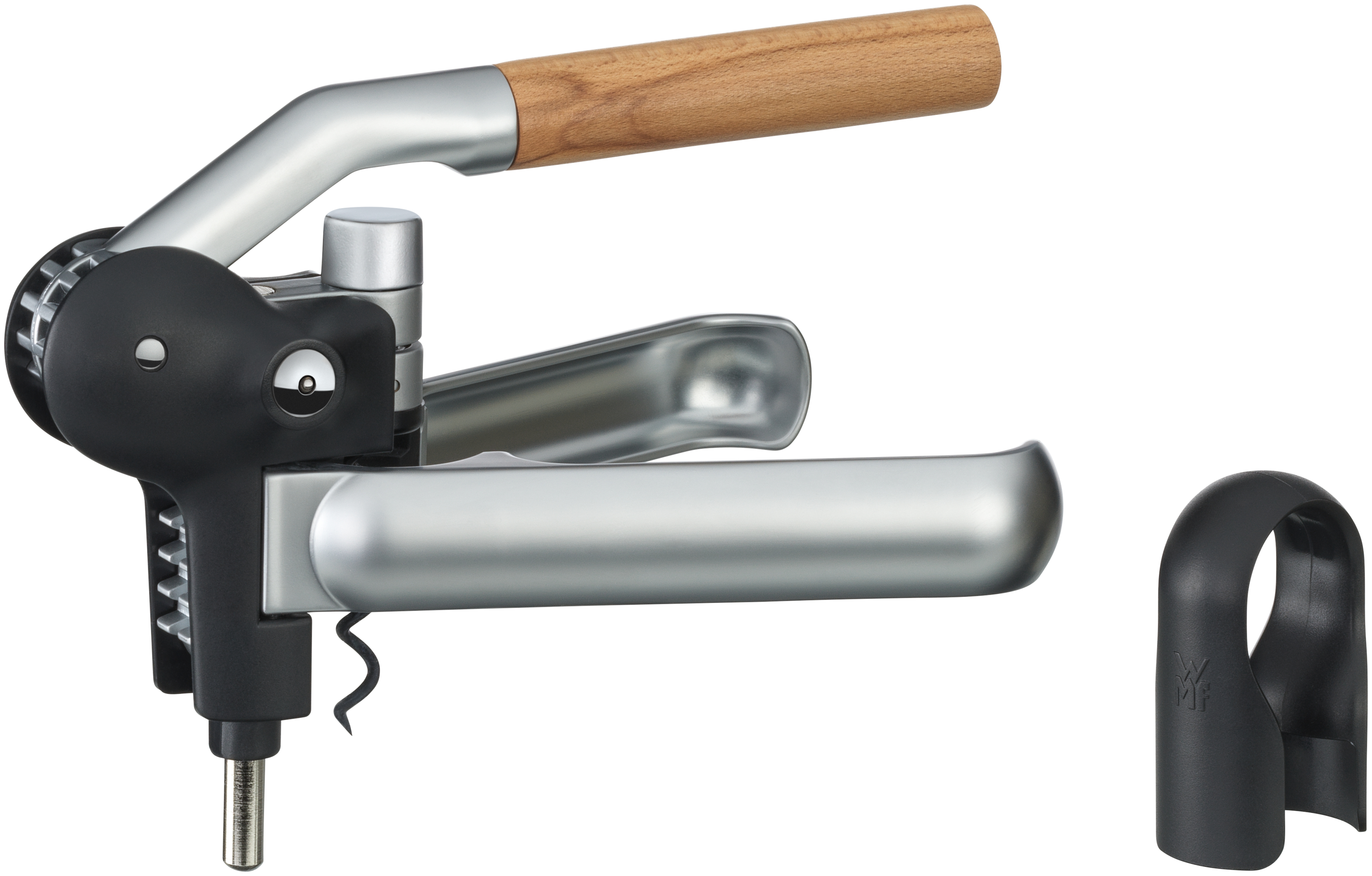 WMF Baric Hebelkorkenzieher mit Folienschneider in silber/hellbraun