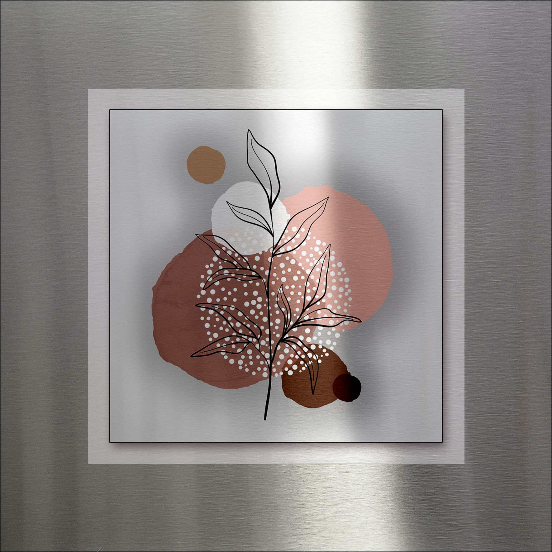 PRO ART Double-Alu - Dibond bedruckt mit Aufsatz aus Dibond 50x50cm Line Art Leaves V