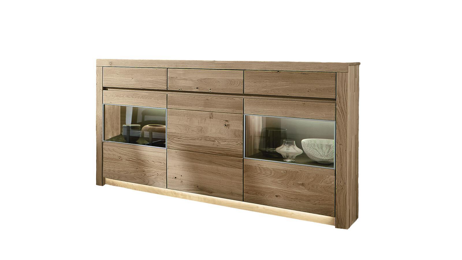 Wöstmann Highboard Soleo 3000, ca. 190 x 111 x 42 cm in europäische Wildeiche massiv soft gebürstet