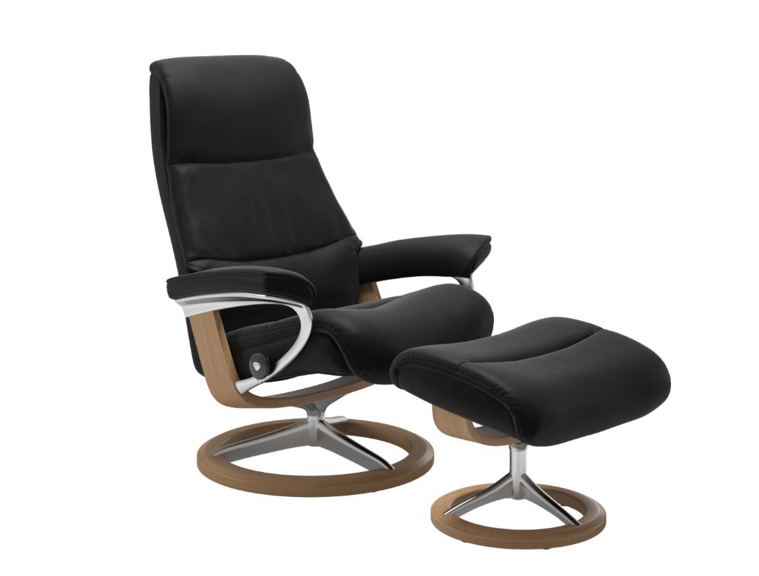 Stressless Sessel mit Hocker VIEW ca. B82 H109 T138 cm in Leder Paloma 19 black