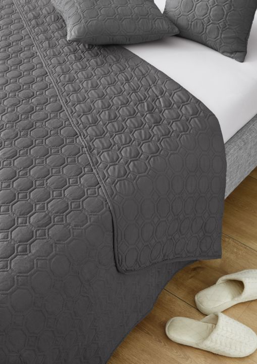 Ibena Tagesdecke NANCY 280x250cm in Farbe anthrazit