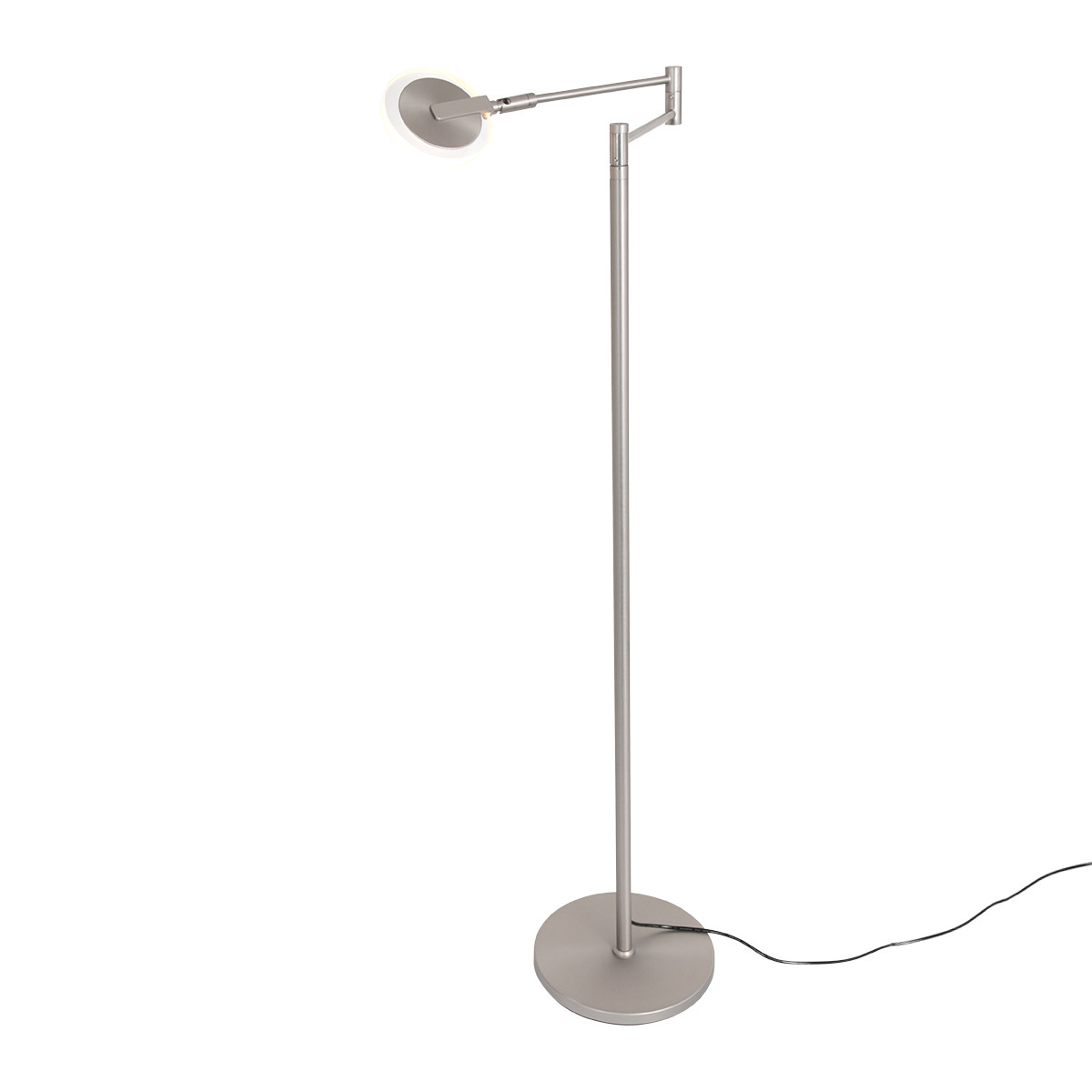 Steinhauer LED-Stehleseleuchte TUROUND 1-flammig in Farbe Stahl/Transparent
