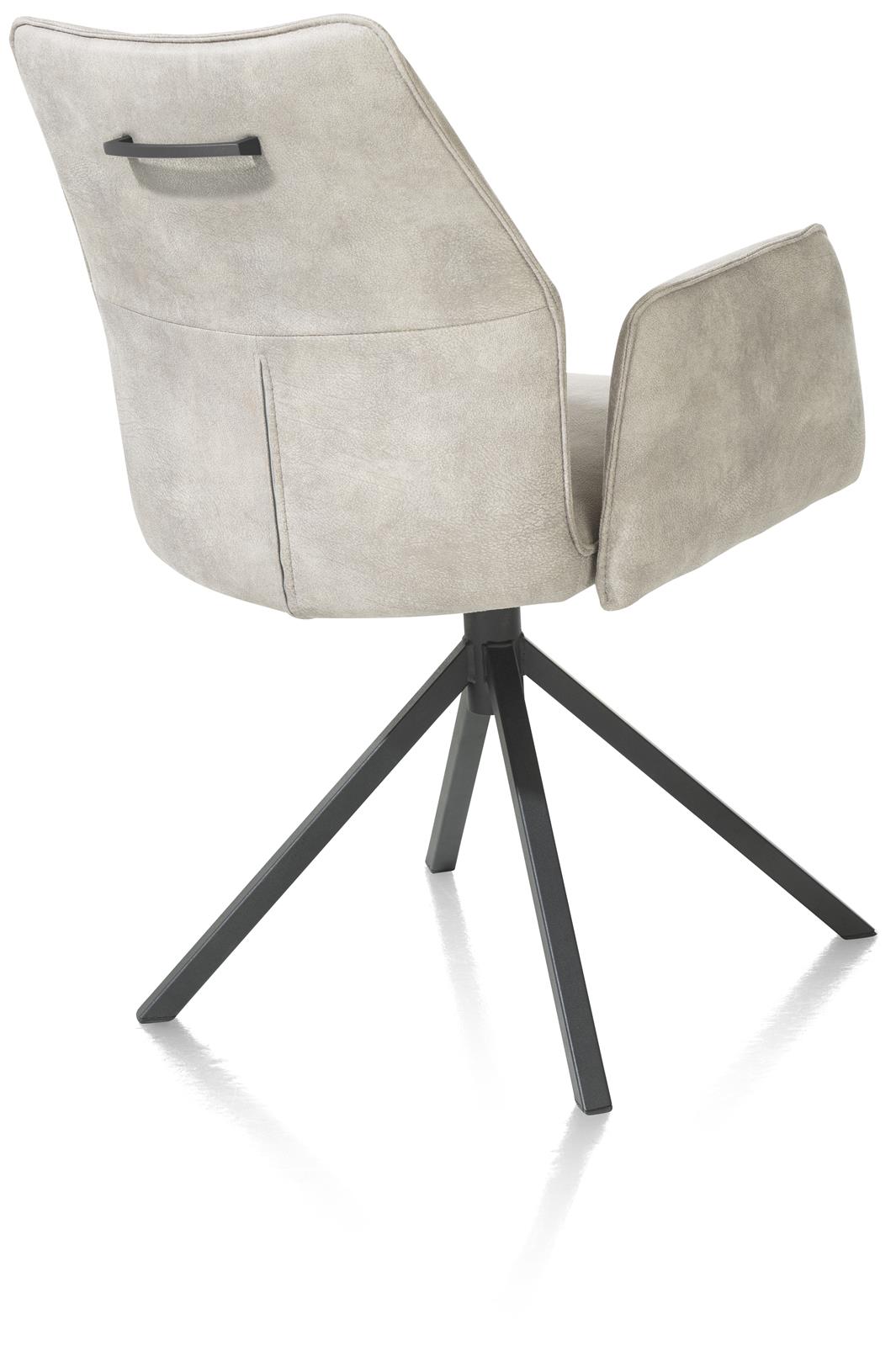 XOOON Armlehnstuhl FRANKY ca. B58 H91 T64 cm in Stoff Taurus kiesel, Sessel, Stoffstuhl, Schreibtischstuhl, Bezug hellgrau, vierbeiniger Sockel