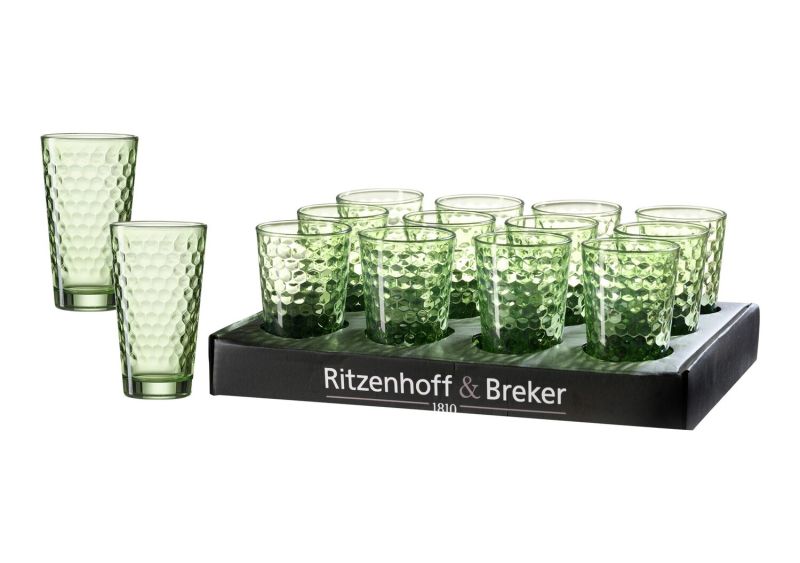Ritzenhoff & Breker Longdrinkglas 400ml FAVO in grün, ca. B:8cm L:8cm Ritzenhoff & Breker Longdrinkglas 400ml FAVO in grün, ca. B:8cm L:8cm