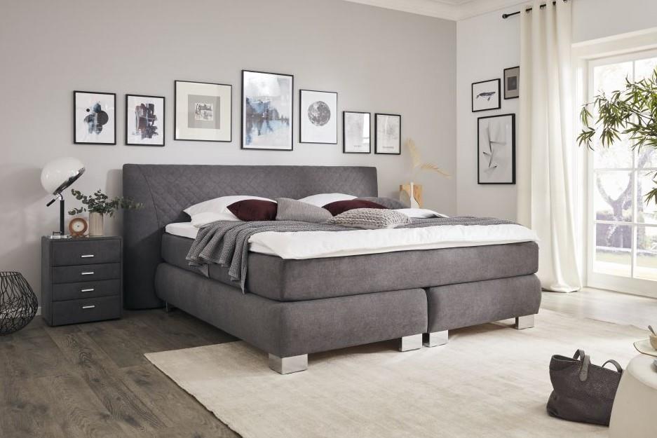 Comfortmaster Boxspringbett Estate 2.0 in Stoff grau ca. 200 x 200 cm