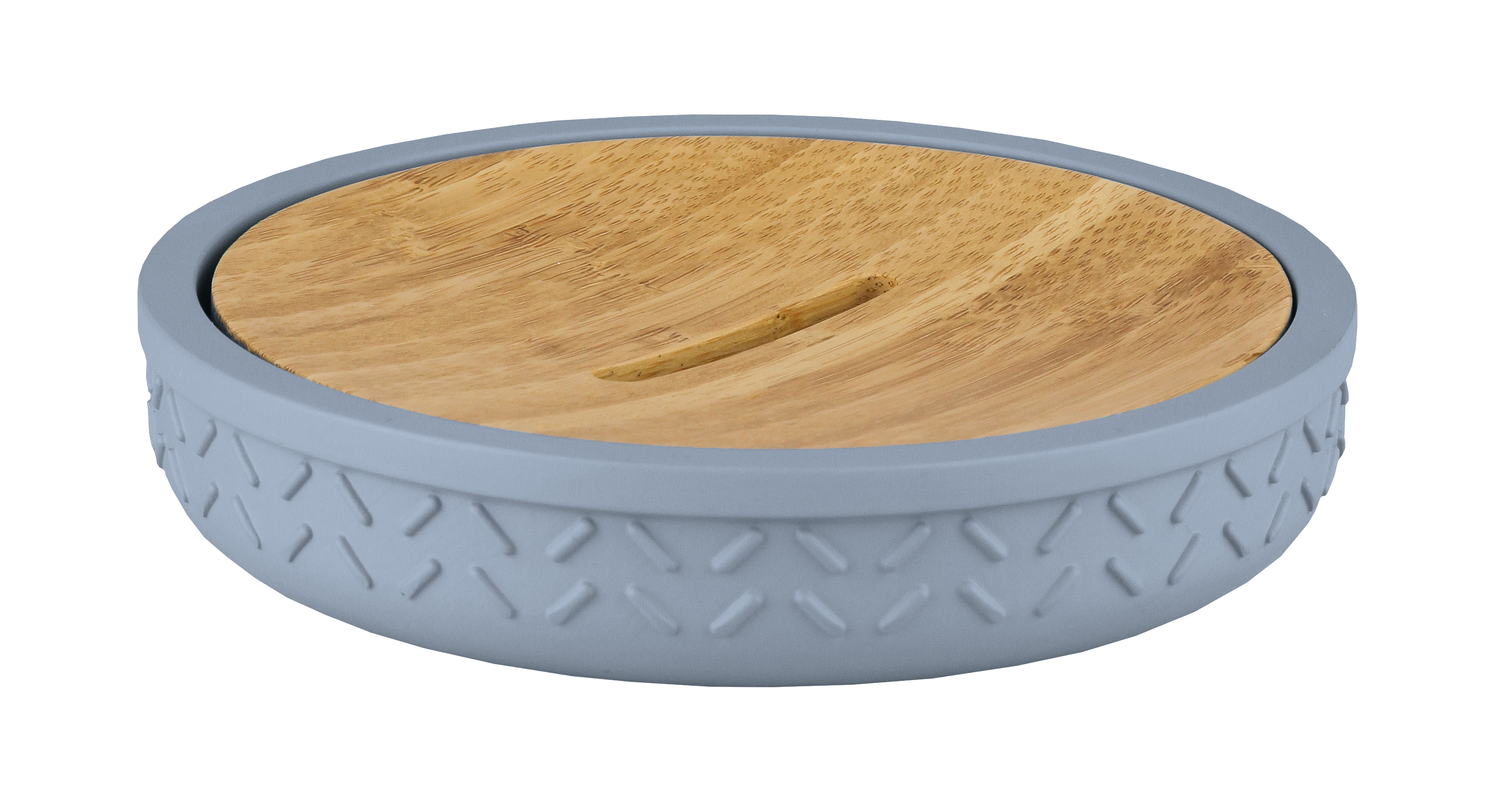 Kleine Wolke Seifenschale DASH ca. 11,9x11,9cm in Farbe Iceblue, Holz, Holzplatte, rund, Seitenteile?, Bambus