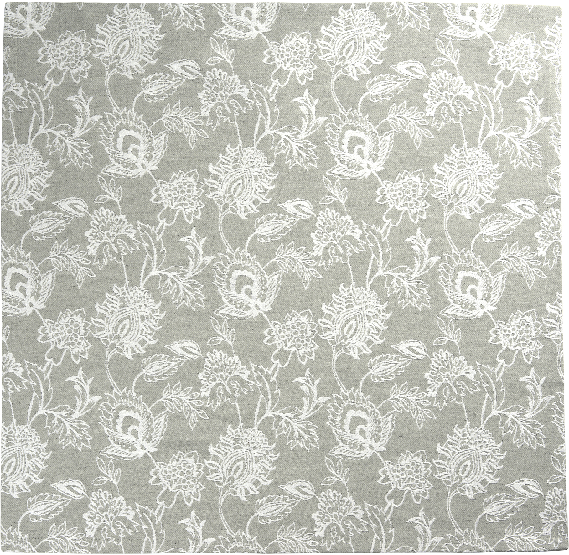 Sander Tischdecke LACE ca. 85x85cm in Farbe silver grey, Wandmuster, Blumendesign, Grauer Hintergrund, Weißes Blumendruck, Damastmuster