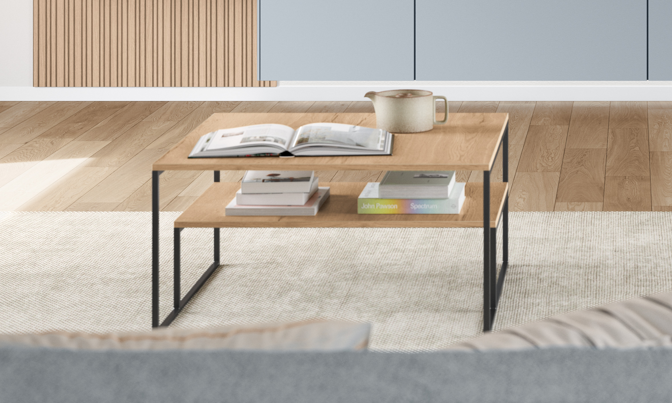 Nobilia Couchtisch 615 Laser Dakar, coffee table, Holz Tisch, Bücher auf Tisch, Magazinablage, Couchtisch Holz
