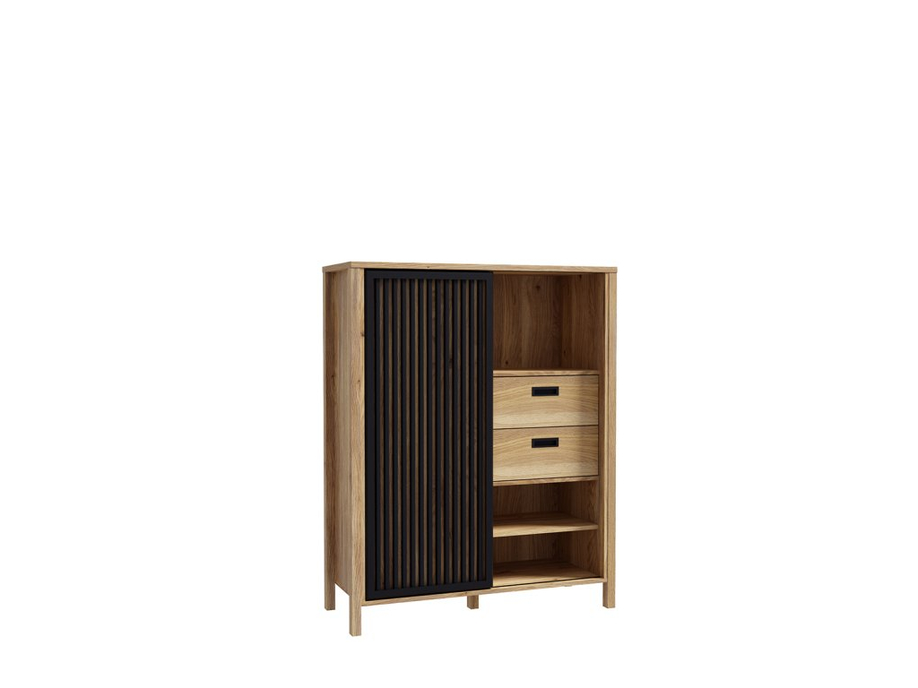 Forte Möbel Highboard JYTANA in Mauvella oak/Mauvella oak schwarz