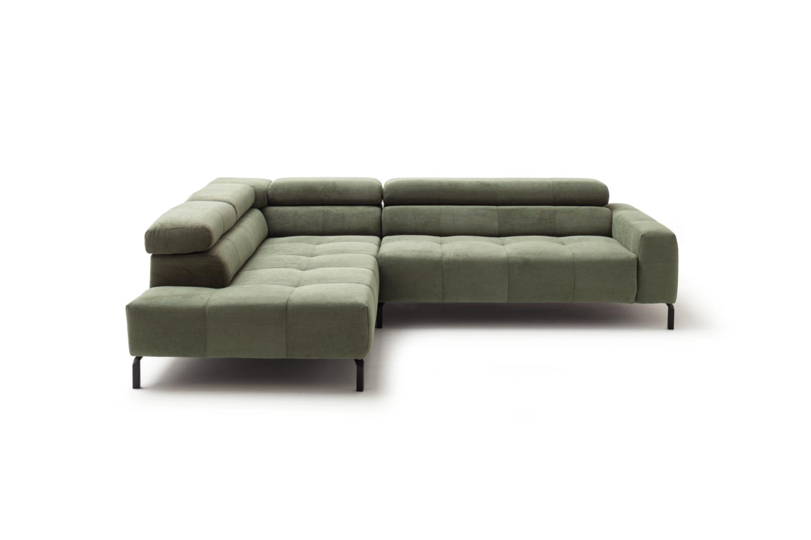Candy Polsterecke CLEVELAND ca. 219x276cm in Stoff Feincord oliv, Couch, Mobiliar