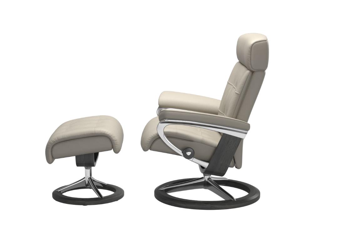 Stressless Sessel mit Hocker ERIK ca. B83 H99 T134 cm in Leder Velaro 15 Light grey