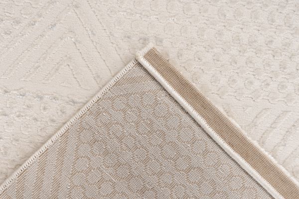 Webteppich NANCY ca. 160x230cm in Farbe beige-ivory, Teppich, Stoff, Muster, Bezug, Kante