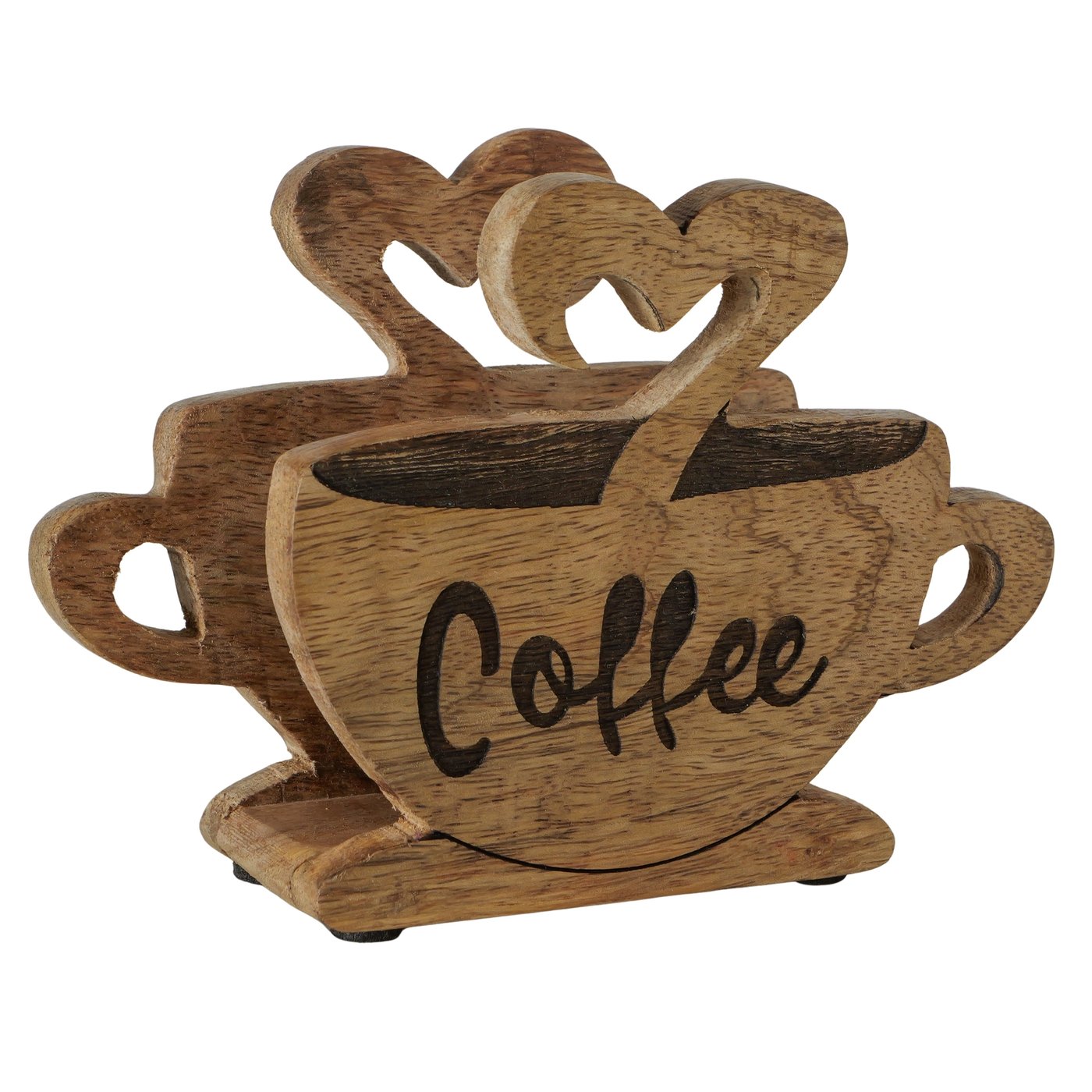 Serviettenhalter Coffee  in Mango braun, Holz, Kaffeekanne, Küchenkraft, Holzdeko, Deko