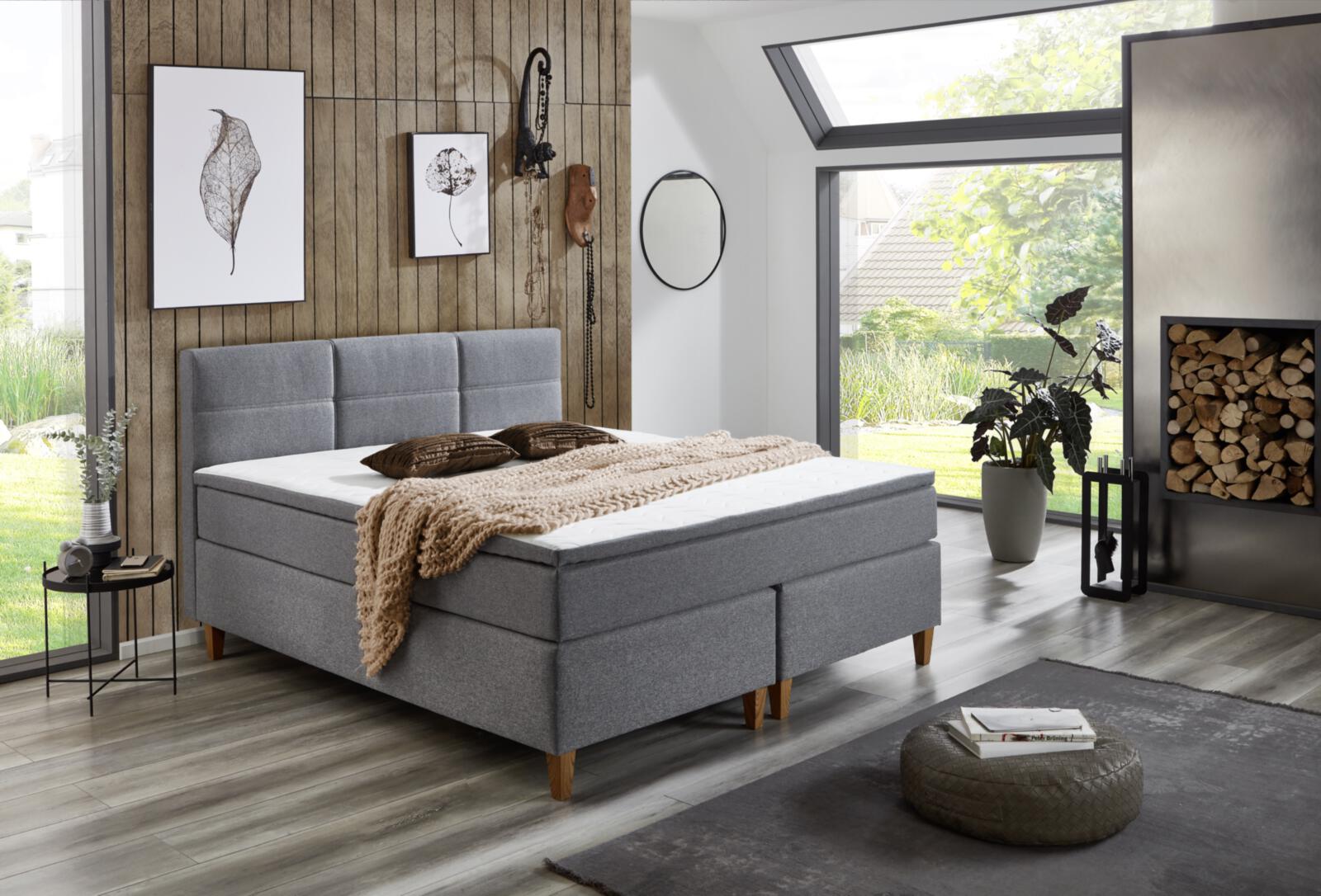 Sun Garden Boxspringbett Kenrora BX2360 ca. 140x200cm Grau Sun Garden Boxspringbett KENRORA BX2360 in Stoff 50512-710 grau