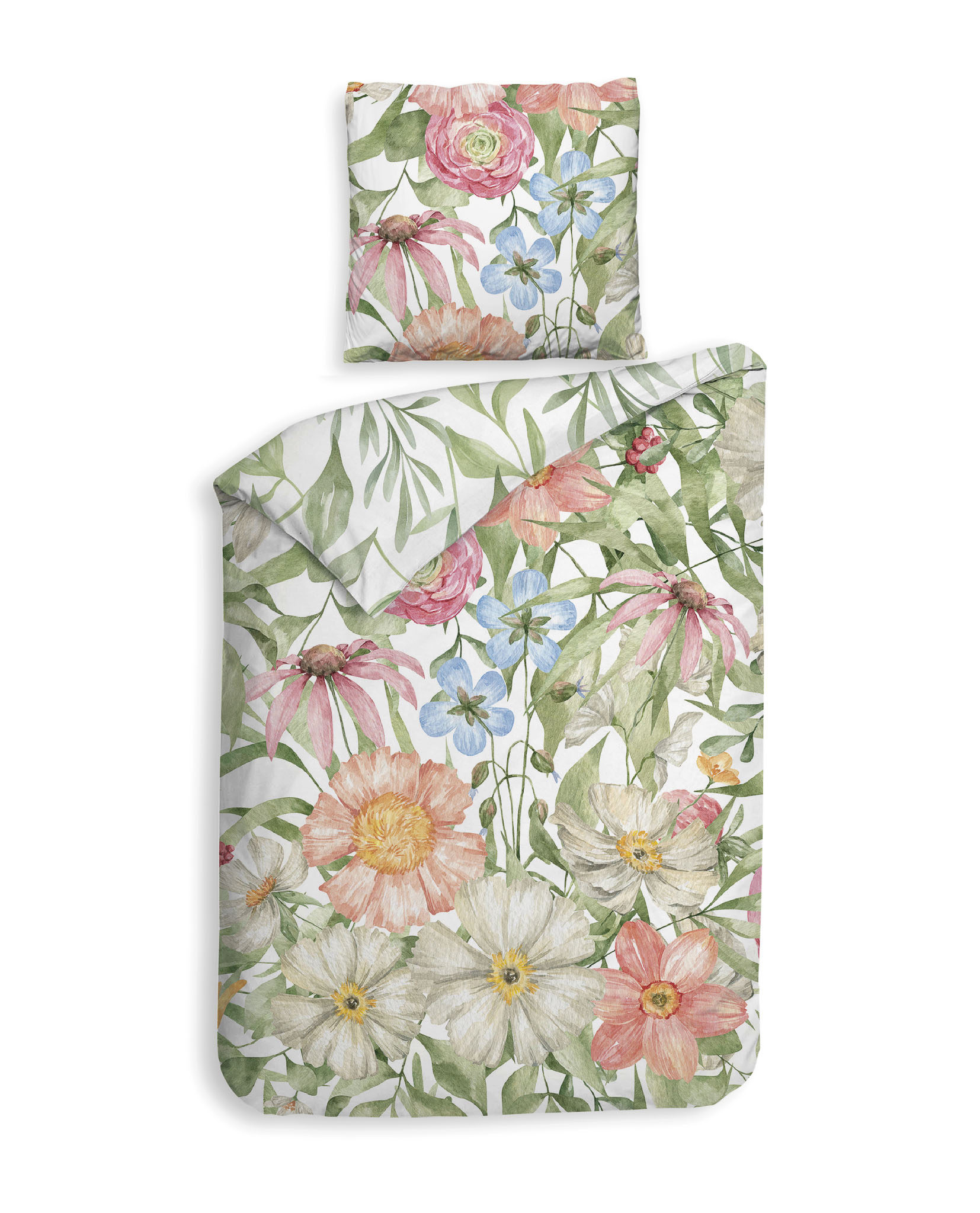 Bettwäsche ca. 135x200cm SVEA in Mehrfarbig, Betttuch, Bettwäsche, Blumenmuster, Popeline, Floral