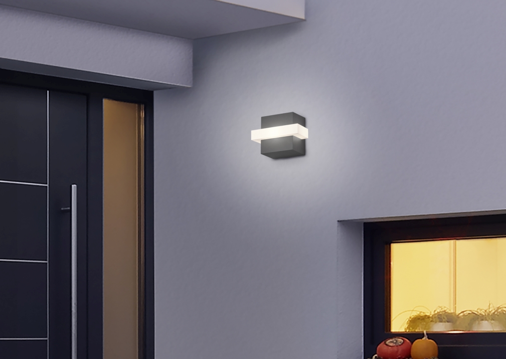Trio LED-Wandleuchte MITCHELL in anthrazit, Glas Acryl weiß