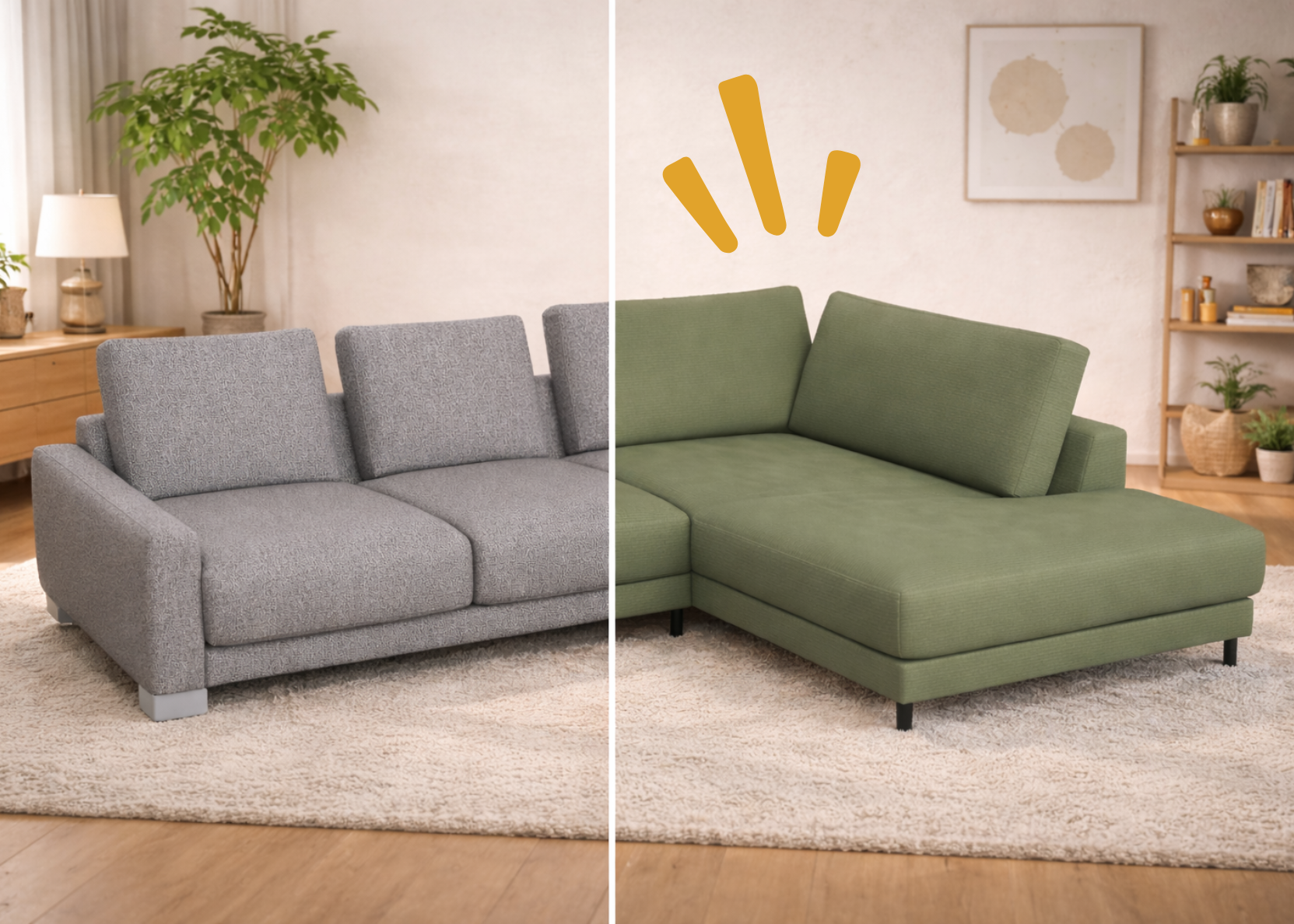 Sofa, Couch, Wohnzimmer, Lounge, Sofa-Cleopatra, Sofa, Wohnsofa, Sitzmöbel, Grau, Kastenfuß