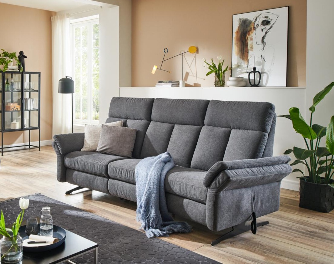 Rundsofa 3-sitzig ORTHOSEDIS 4.0 in Stoff Sofia clean anthrazit, Couch, Mobiliar, Person, Stuhl, Innenarchitektur