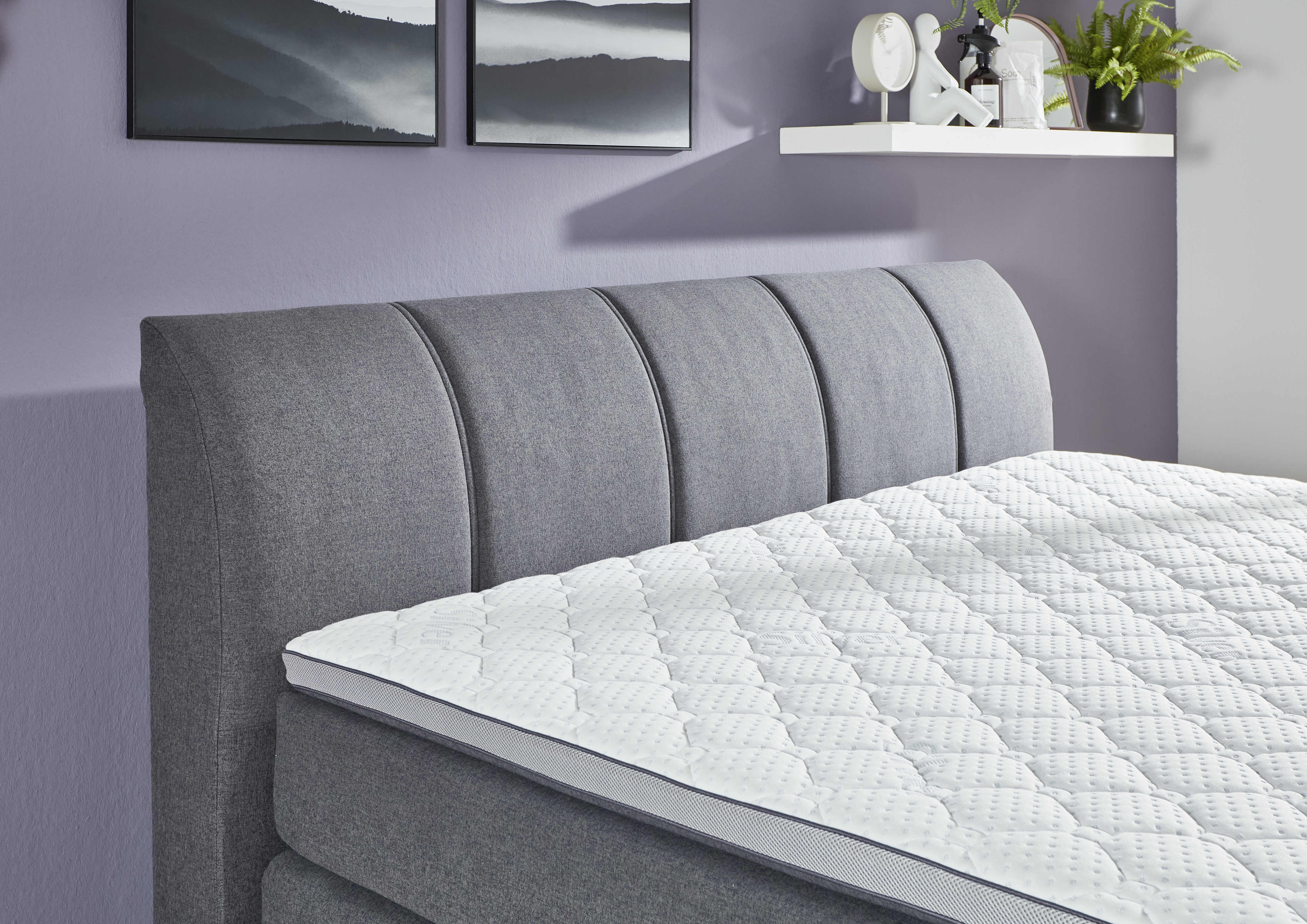 Boxspringbett in Stoff 50379-700 anthrazit