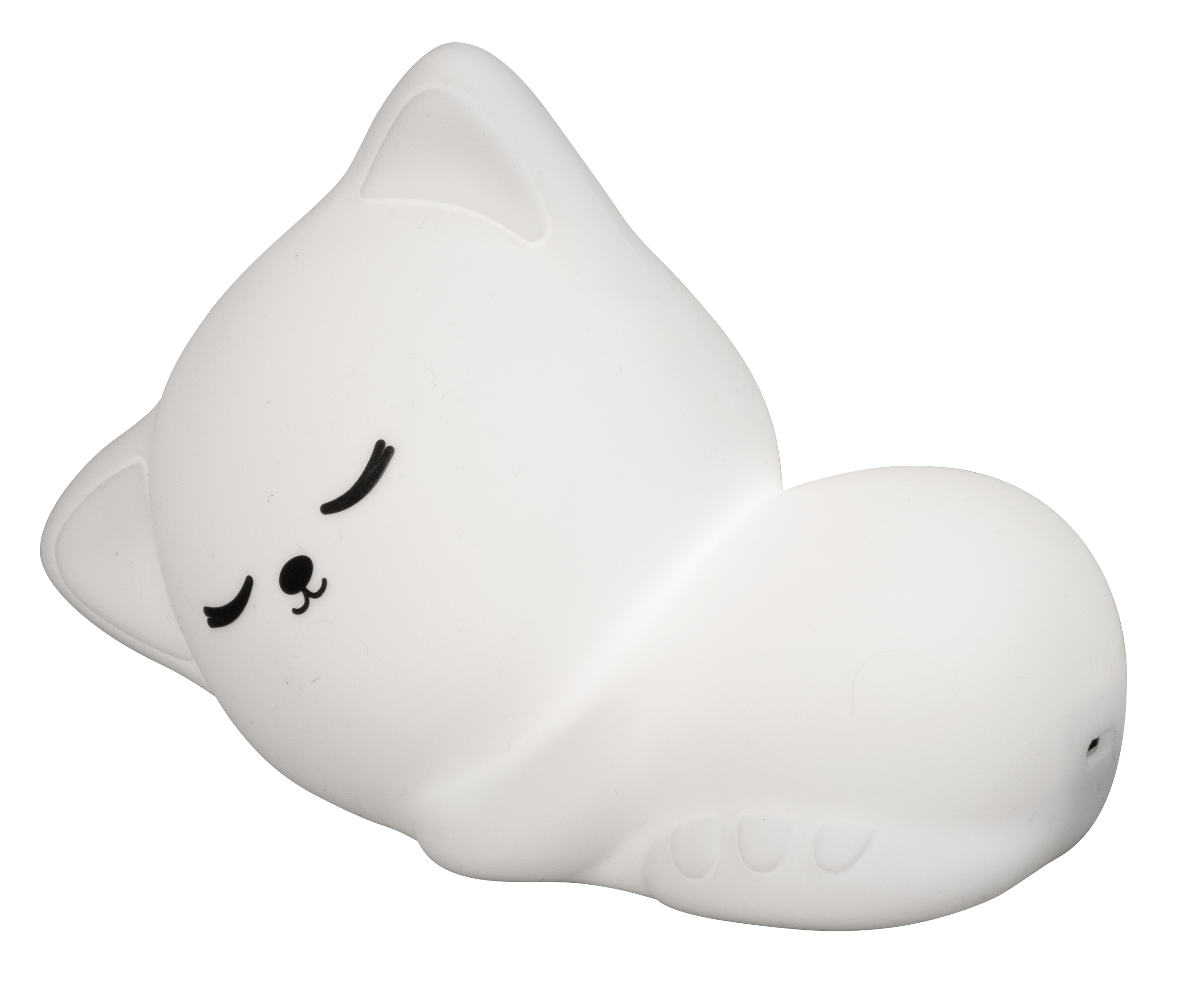 FH Lighting LED-Tischleuchte MIA in Silikon weiß, katze, figur, keramik, weiß, schlafend