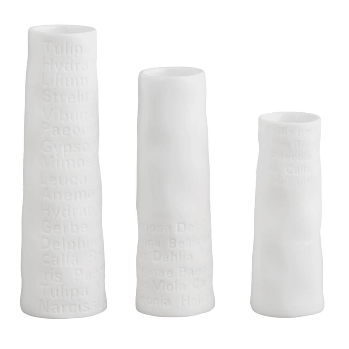Minivasen 3er Set RAUMPOESIE in Farbe weiß, vase, keramik, weiß, eingraviert, setze-dreier