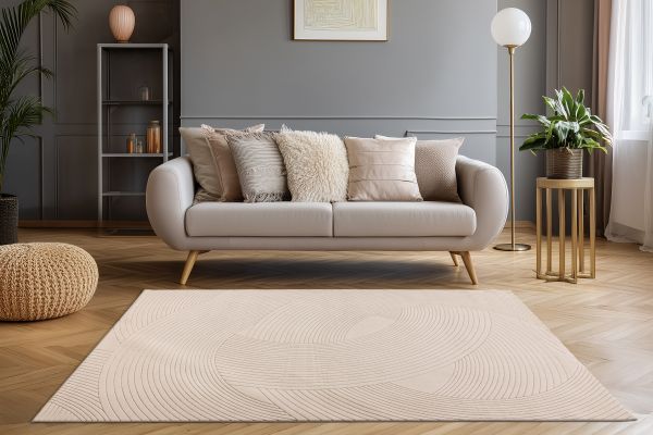 Webteppich NAPOLI ca. 160x230cm in Farbe taupe, Sofa, Couch, Wohnzimmer, Beige, Kissen