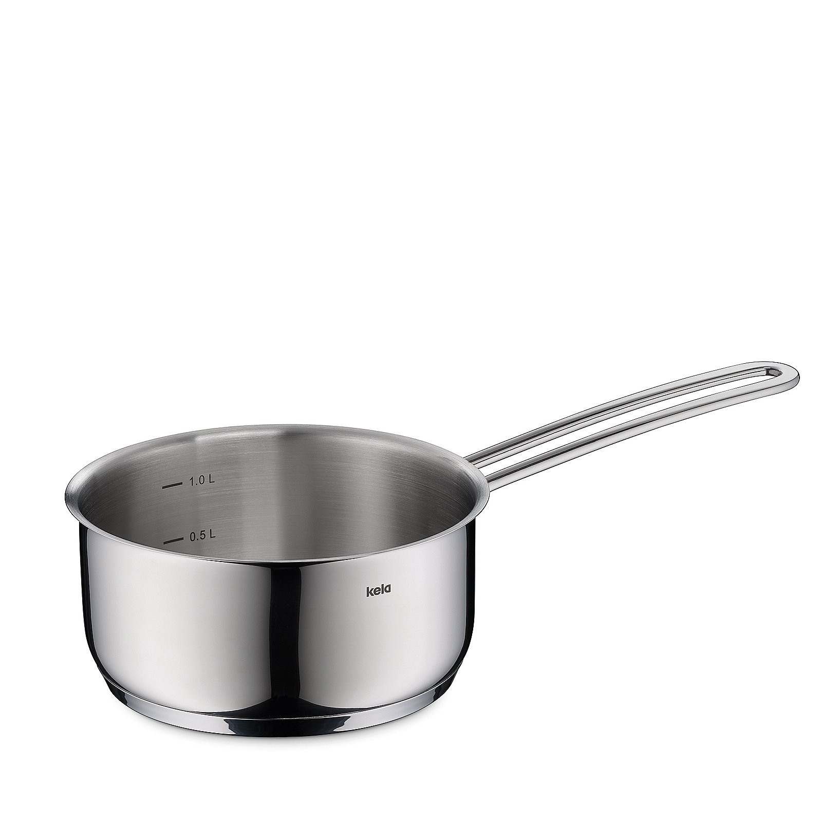 Kela Stielkasserolle LUCCA in Farbe silber glänzend, Topf, Kochgeschirr, Edelstahl, Schmortopf, Messskala 1,0 L