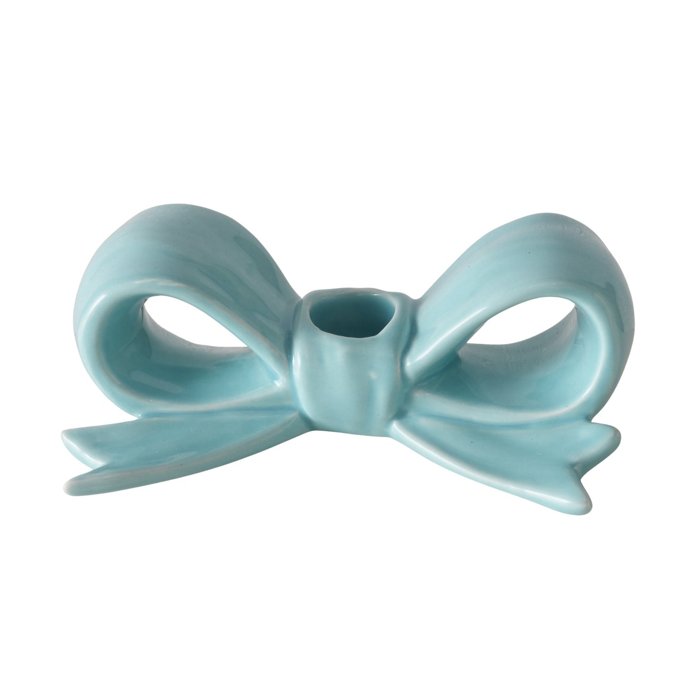 Boltze Kerzenleuchter Bow in Farbe Steinzeug türkis, Rauchrohr, Zubehör