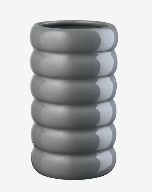 ASA Selection Vase LOOPY in Farbe grau glänzend, Vase, Keramikvase, Rillenvase, Grau, Pouf-Form