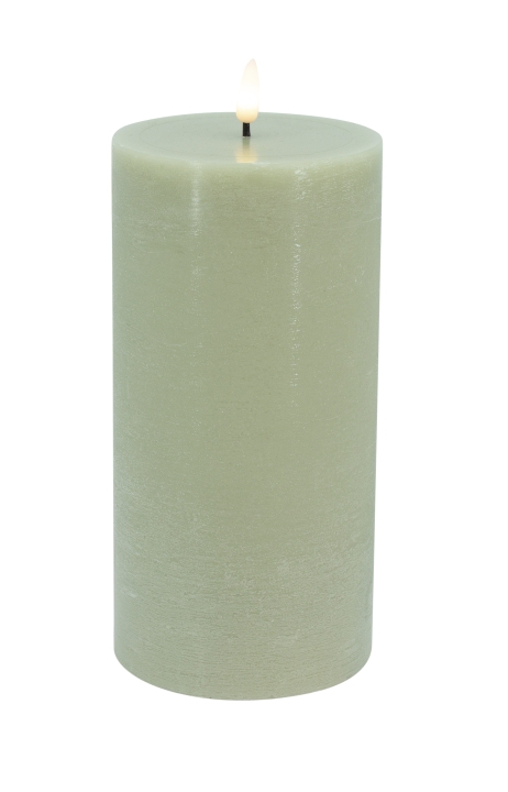 L.C. Wholesaler LED-Stumpenkerze BASIC ca. Ø 10, H 20cm in green rustic, 10x20cm