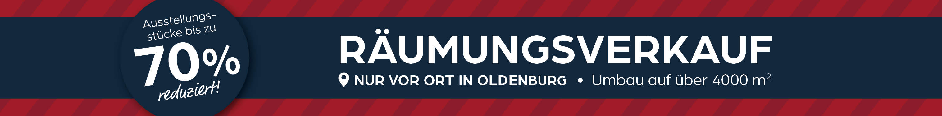 Räumungsverkauf, Anzeige, Banner, Rabatt, 70 Prozent reduziert