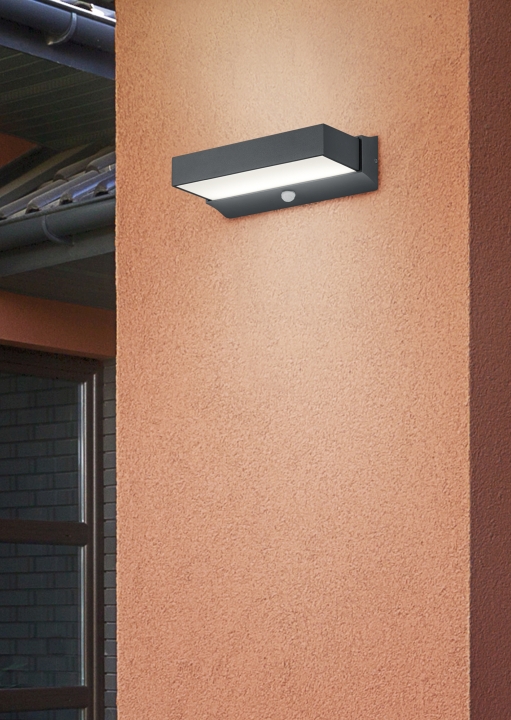 Trio LED-Wandleuchte CUANDO in anthrazit, Glas Kunststoff weiß