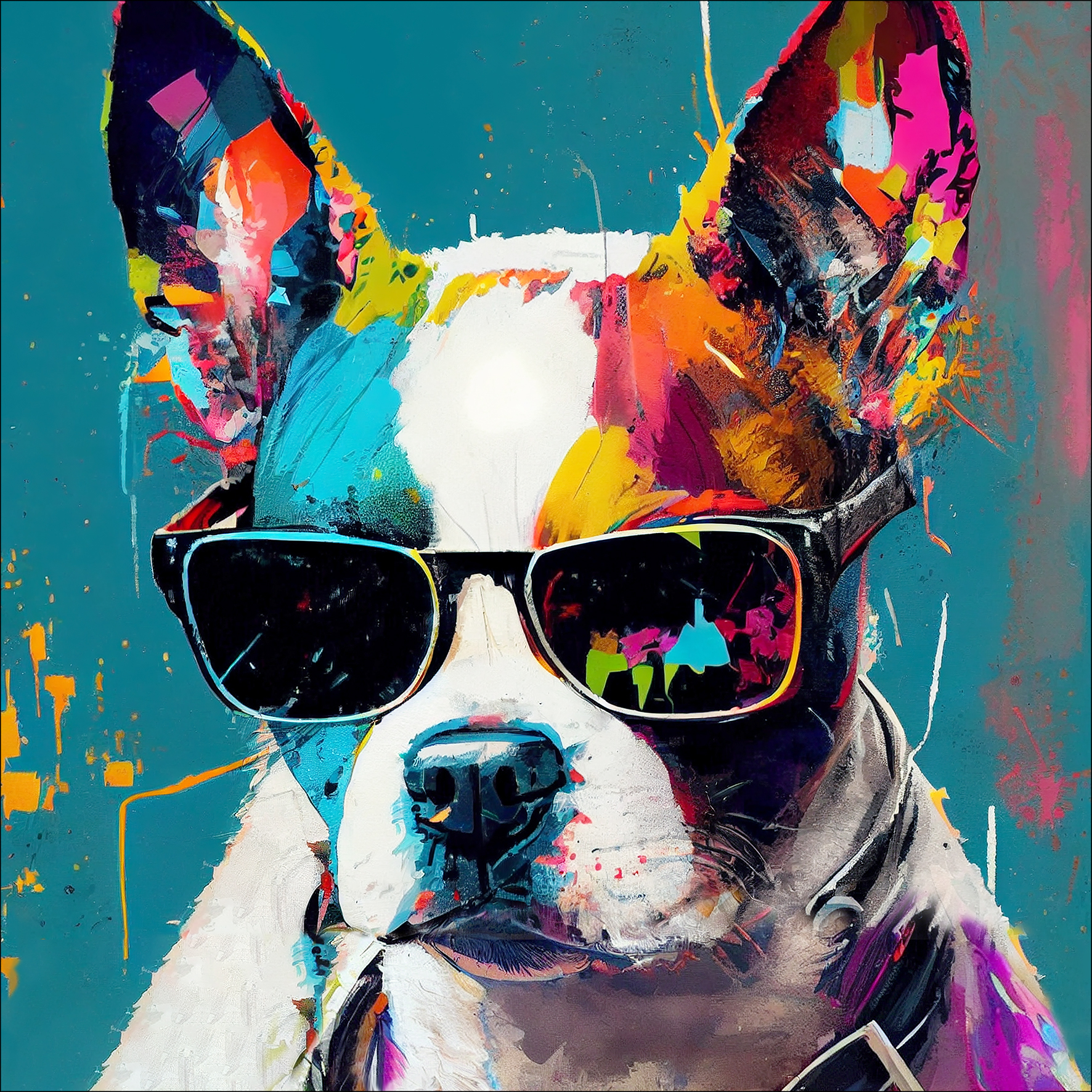 PRO ART Glas-Art 50x50cm Dog With Sunglasses I PRO ART Glas-Art 50x50cm Dog With Sunglasses I