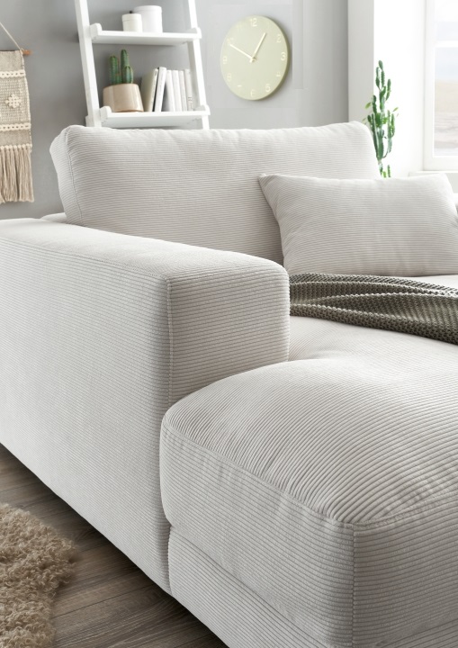 Polsterecke HIGH END ca. 325x224cm in Stoff Feincord weiß