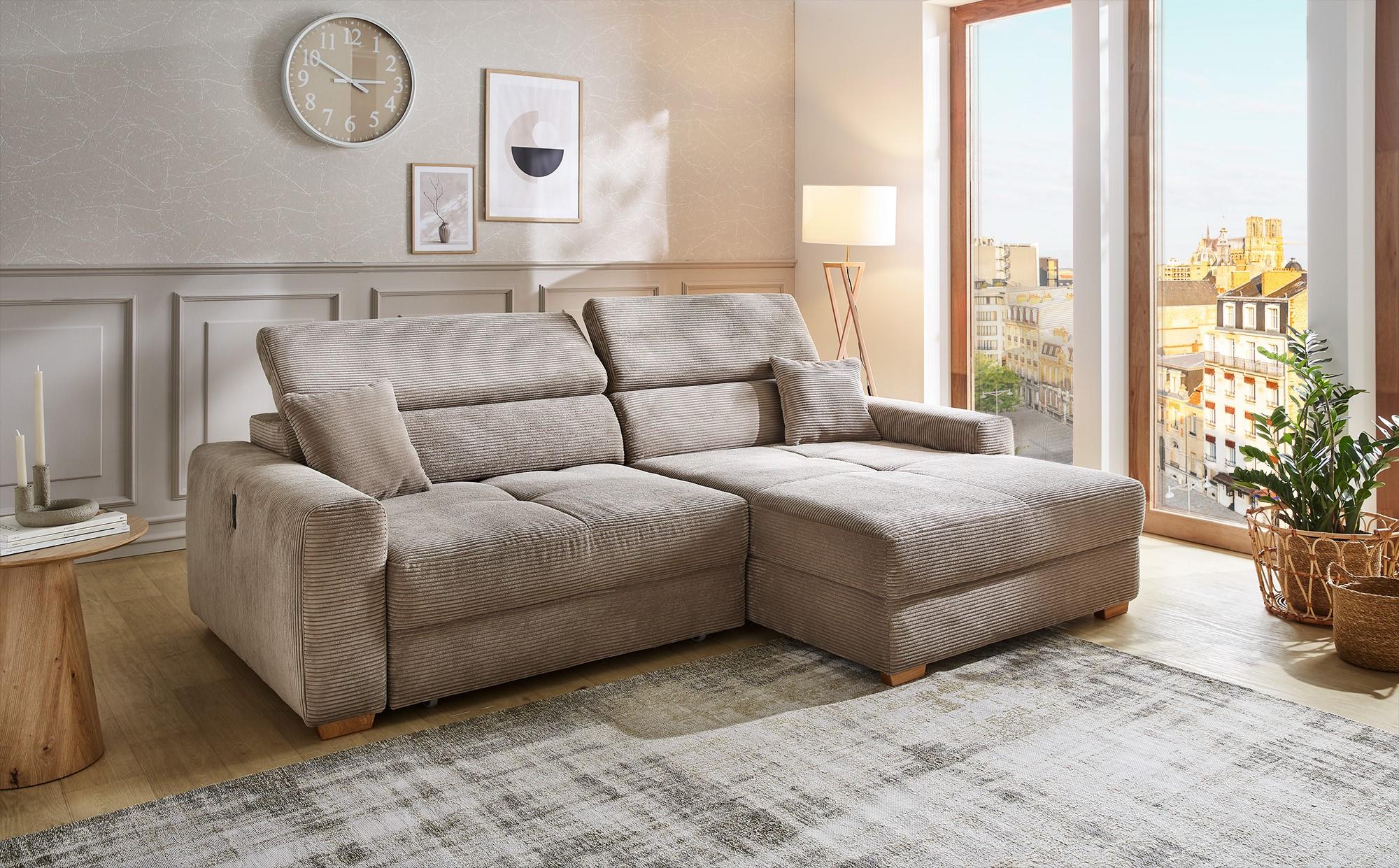 JOB Wohnlandschaft SLIDER ca. B279 H108 T186 cm in Dessin 426/18 Cord taupe